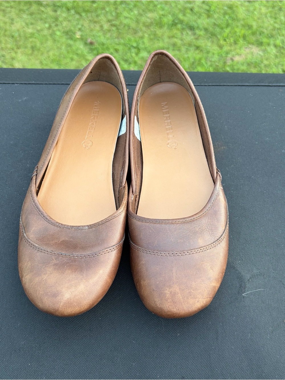 Merrell Women's Brown Leather Slip-On Flats Sz 9